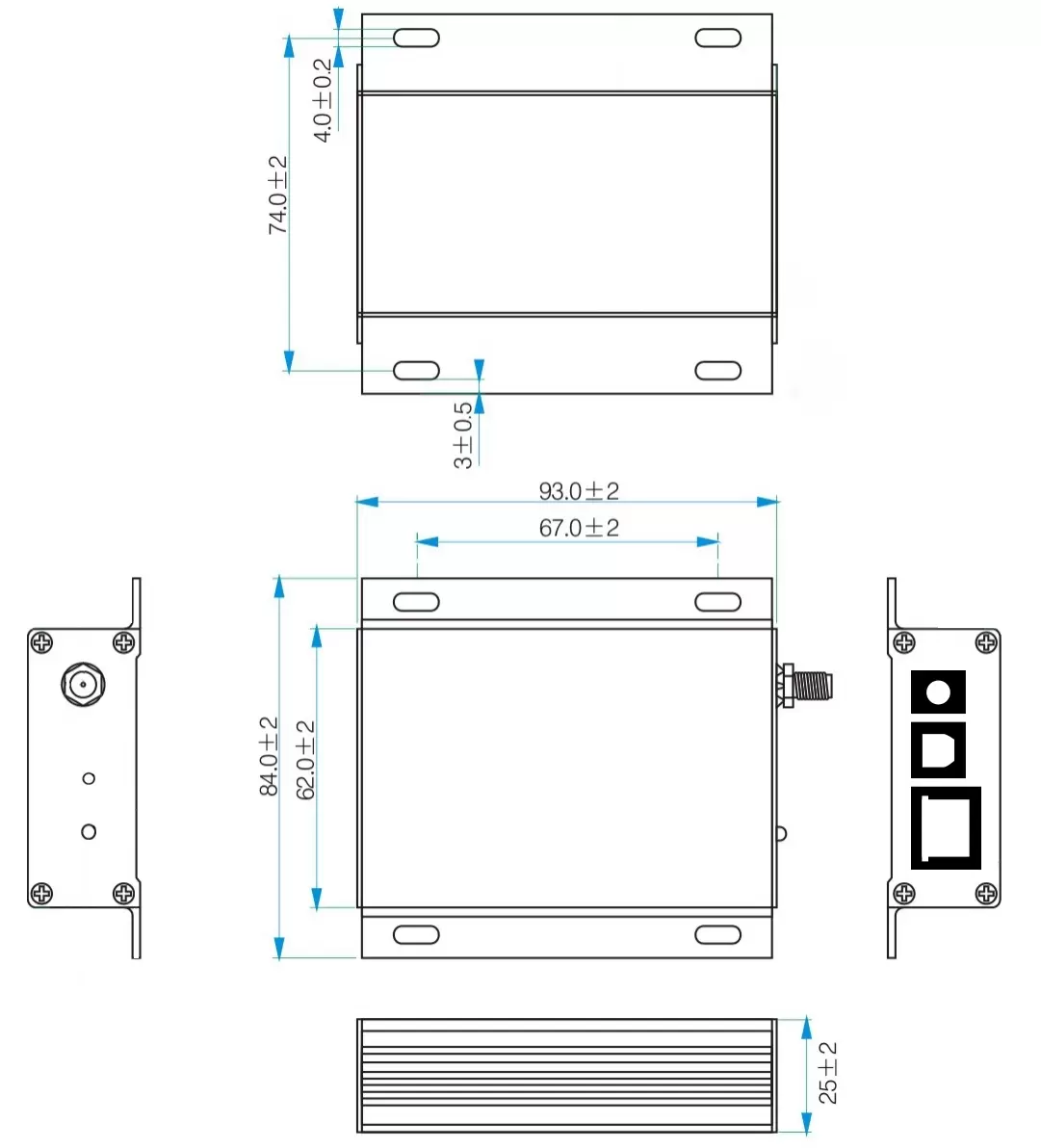 Mechanical dimensions of IoT sensor monitoring system gateway IOT-G010 Mechanical dimensions of IoT sensor monitoring system gateway IOT-G010