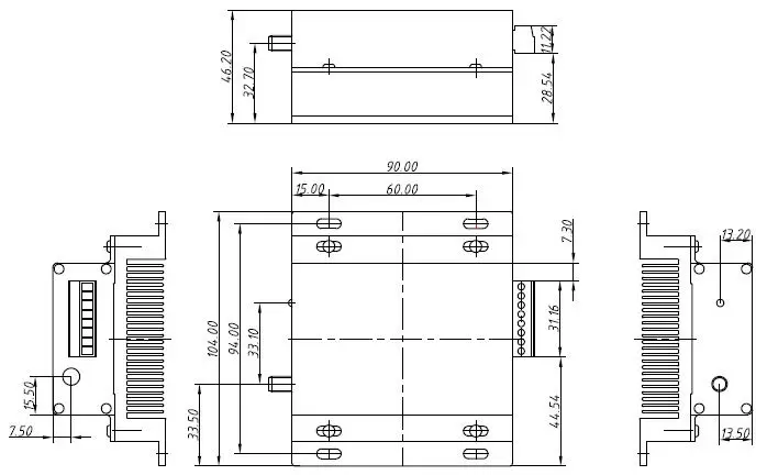 Mechanical dimensions of wireless UART LoRa module LoRaStar6500 Mechanical dimensions of wireless UART LoRa module LoRaStar6500