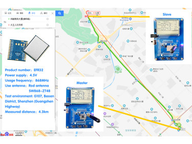 How far is the transmission distance of the EFR32 SOC Arm cortex 4 & high sensitivity DSSS transceiver module