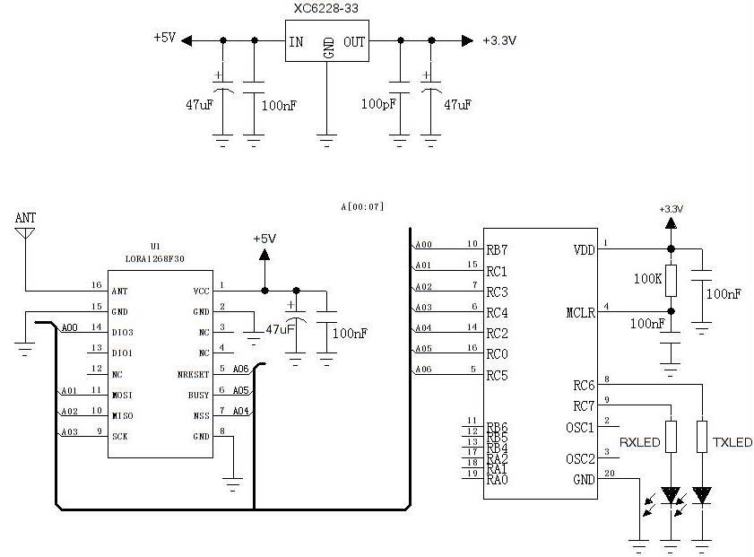 wireless module LoRa1268F30-Typical application circuit