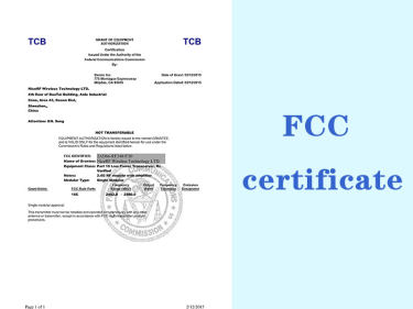 FCC certified products for wireless transceiver module