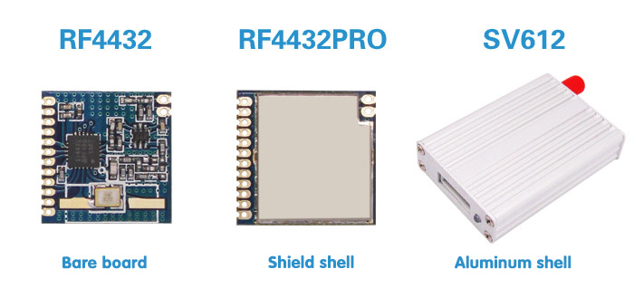 Wireless module RF4432PRO with shielding cover and wireless module SV612 with aluminum alloy shell