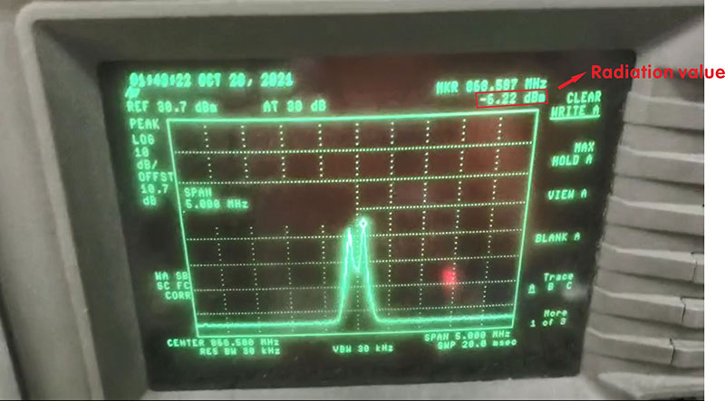 Radiation value on the graph of the spectrum analyzer