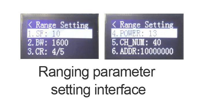 ranging parameter setting interface