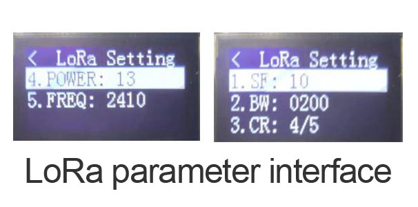 LoRa parameter setting interface