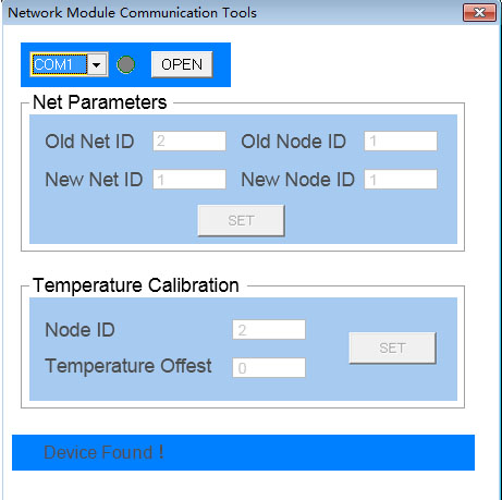 PC software temperature measurement terminal parameter setting