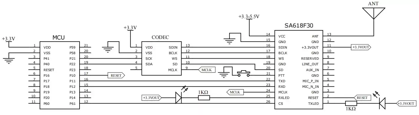 SA618F30 I2S Input & output application circuit