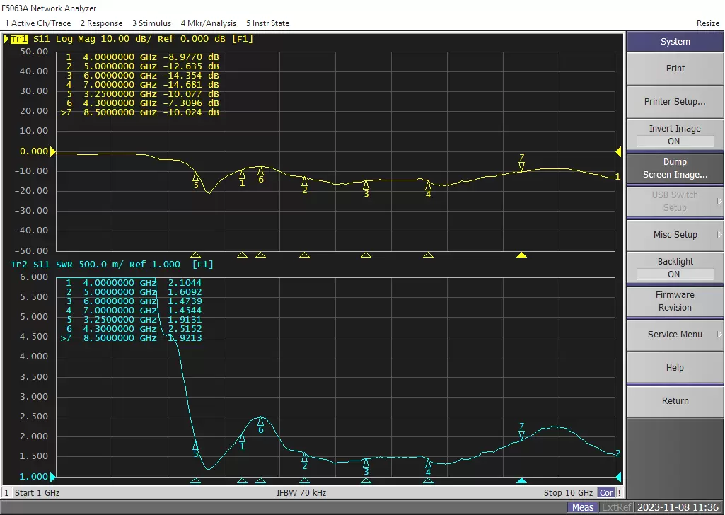VSWR Chart of UWB - PCB - X VSWR Chart of UWB - PCB - X